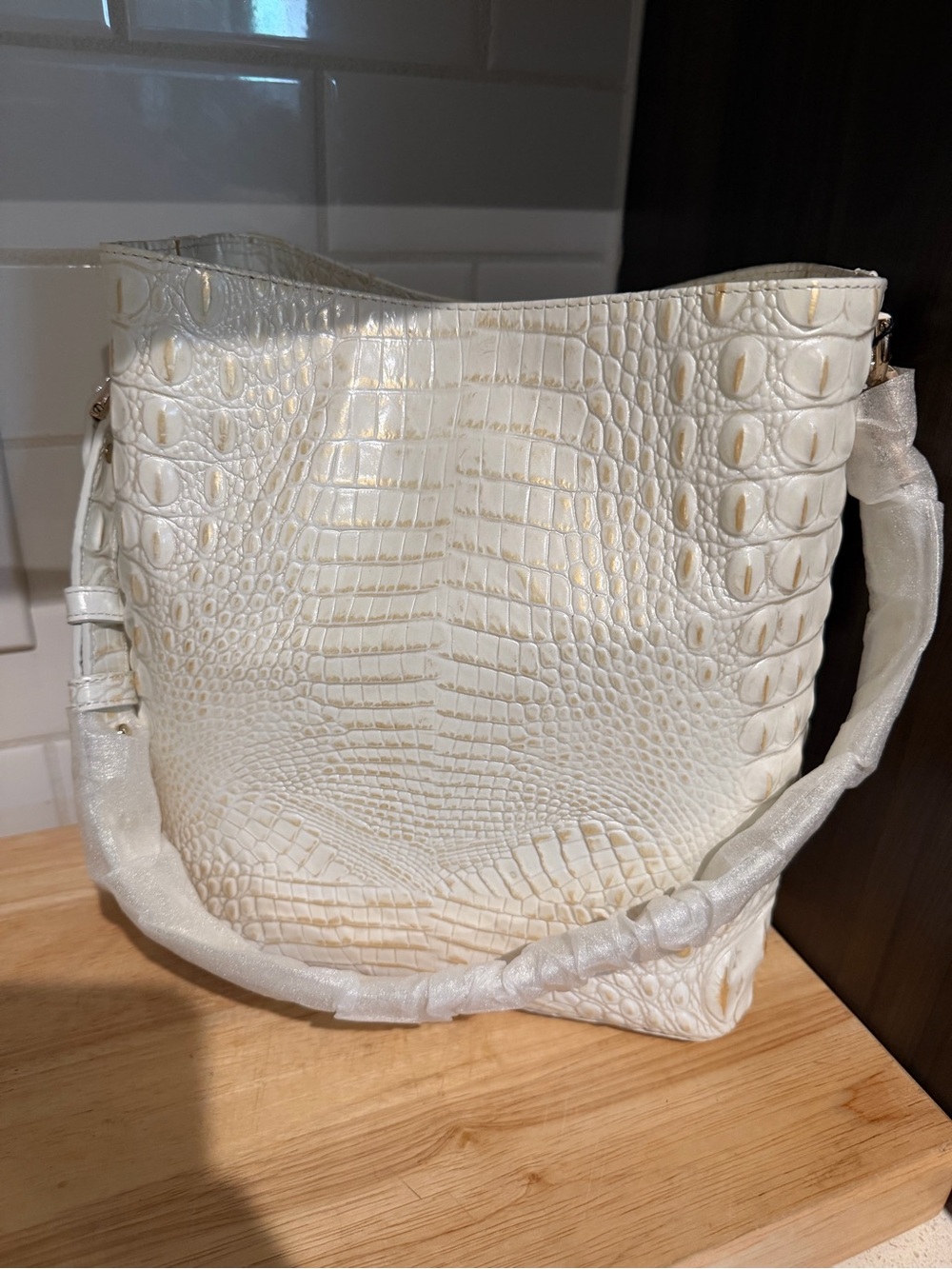 Brahmin Celina Bucket Bag in White Sunlit - Picture 10 of 16